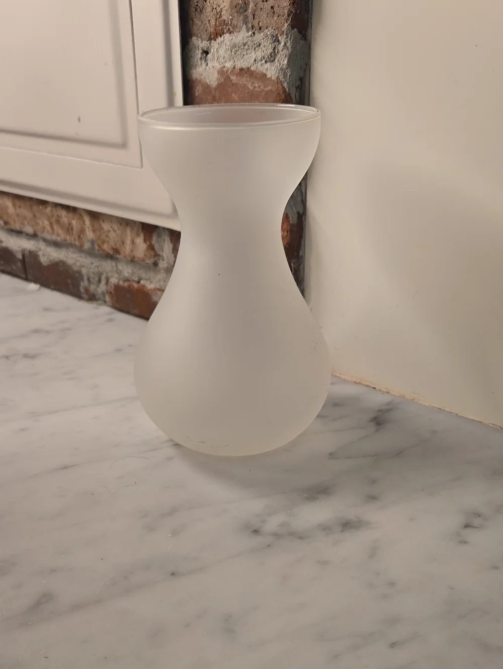 Frosted White Glass Vase - Modern Curve Design